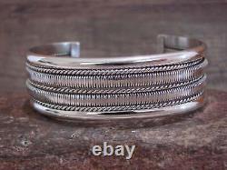 Native American Navajo Indian Twisted Sterling Silver Bracelet by Tahe