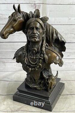 Native American Navajo Indian W Horse Statue Sculpture Figurine Bronze Gift