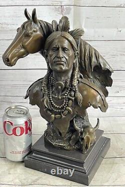 Native American Navajo Indian W Horse Statue Sculpture Figurine Bronze Gift