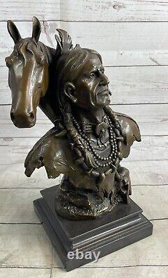 Native American Navajo Indian W Horse Statue Sculpture Figurine Bronze Gift