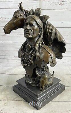 Native American Navajo Indian W Horse Statue Sculpture Figurine Bronze Gift