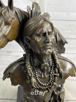 Native American Navajo Indian W Horse Statue Sculpture Figurine Bronze Gift