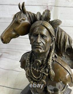 Native American Navajo Indian W Horse Statue Sculpture Figurine Bronze Gift