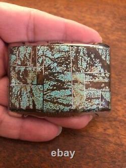 Native American Navajo Inlay Turquoise Belt Buckle Wow Zuni Stunning #H