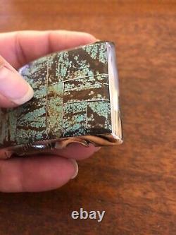 Native American Navajo Inlay Turquoise Belt Buckle Wow Zuni Stunning #H