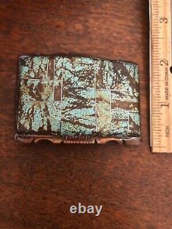 Native American Navajo Inlay Turquoise Belt Buckle Wow Zuni Stunning #H