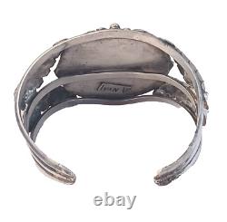 Native American Navajo Ivan V Large Sterling Turquoise Cuff Bracelet 1 3/4 widf