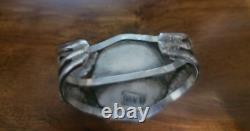 Native American Navajo Ivan V Large Sterling Turquoise Cuff Bracelet 1 3/4 widf