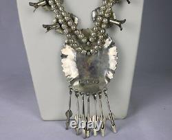 Native American Navajo J. M. Begay Turquoise & Silver Squash Blossom Necklace