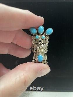 Native American Navajo Kachina Sterling Silver Turquoise Ring