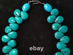 Native American Navajo Kingman Turquoise point Beaded 17 Necklace
