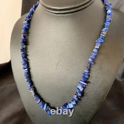 Native American Navajo Lapis Nuggets Necklace Sterling Silver 20 14412