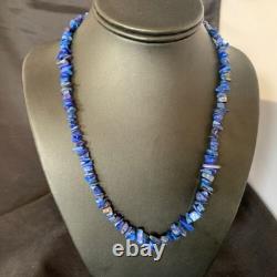 Native American Navajo Lapis Nuggets Necklace Sterling Silver 20 14412