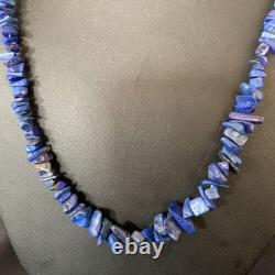 Native American Navajo Lapis Nuggets Necklace Sterling Silver 20 14412