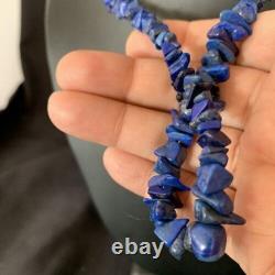 Native American Navajo Lapis Nuggets Necklace Sterling Silver 20 14412