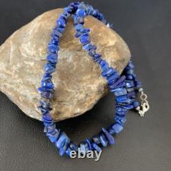 Native American Navajo Lapis Nuggets Necklace Sterling Silver 20 14412