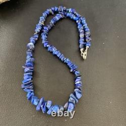 Native American Navajo Lapis Nuggets Necklace Sterling Silver 20 14412