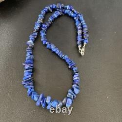 Native American Navajo Lapis Nuggets Necklace Sterling Silver 20 14412
