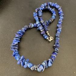 Native American Navajo Lapis Nuggets Necklace Sterling Silver 20 14412