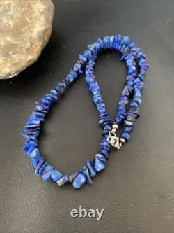 Native American Navajo Lapis Nuggets Necklace Sterling Silver 20 14412