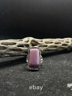 Native American Navajo Lavender Lepidolite Sterling Silver Ring Size 7.75