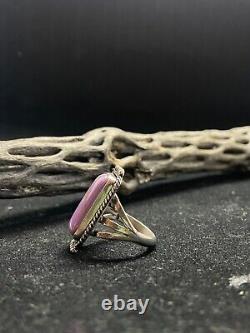 Native American Navajo Lavender Lepidolite Sterling Silver Ring Size 7.75