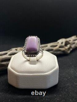 Native American Navajo Lavender Lepidolite Sterling Silver Ring Size 7.75