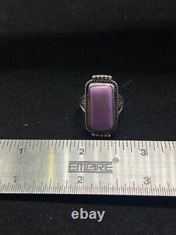 Native American Navajo Lavender Lepidolite Sterling Silver Ring Size 7.75