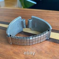 Native American Navajo M. C. Horse Sterling Silver Mother of Pearl Watch Bracelet
