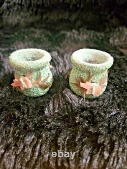 Native American Navajo Made Fetish Pot Set Crushed Turquoise/mother Pearl Fetish