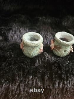 Native American Navajo Made Fetish Pot Set Crushed Turquoise/mother Pearl Fetish