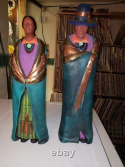 Native American Navajo Man Woman Southwest Couple Handpainted Sittre Mold Pair