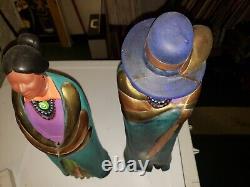 Native American Navajo Man Woman Southwest Couple Handpainted Sittre Mold Pair