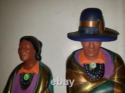 Native American Navajo Man Woman Southwest Couple Handpainted Sittre Mold Pair