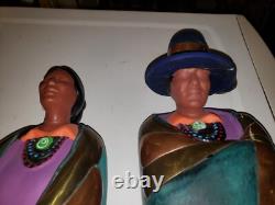 Native American Navajo Man Woman Southwest Couple Handpainted Sittre Mold Pair