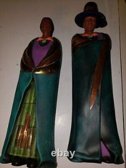 Native American Navajo Man Woman Southwest Couple Handpainted Sittre Mold Pair