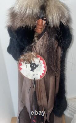 Native American Navajo Medicine Man Figure Handmade 30 inches Vintage
