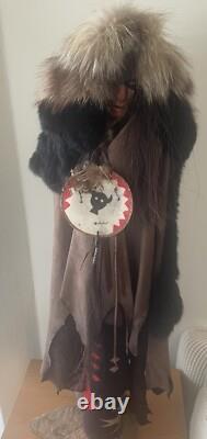 Native American Navajo Medicine Man Figure Handmade 30 inches Vintage