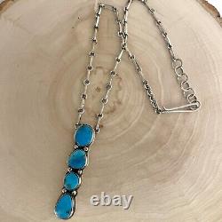 Native American Navajo Melvin Francis Sterling Four Turquoise Necklace A