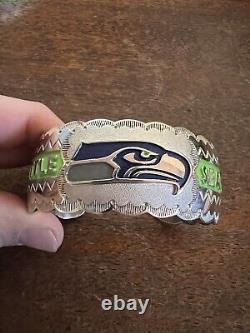 Native American Navajo Mens Bracelet NFL Seattle Seahawks Football Stunning # B