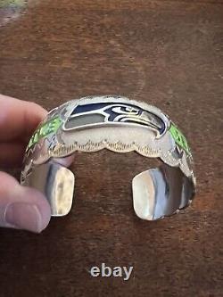 Native American Navajo Mens Bracelet NFL Seattle Seahawks Football Stunning # B