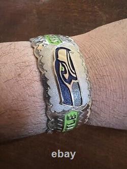 Native American Navajo Mens Bracelet NFL Seattle Seahawks Football Stunning # B