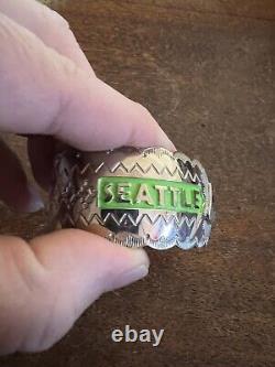 Native American Navajo Mens Bracelet NFL Seattle Seahawks Football Stunning # B