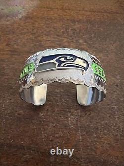 Native American Navajo Mens Bracelet NFL Seattle Seahawks Football Stunning # B