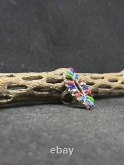 Native American Navajo Multi-Color / multistone Sterling Silver Ring Size 7