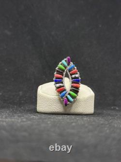 Native American Navajo Multi-Color / multistone Sterling Silver Ring Size 7