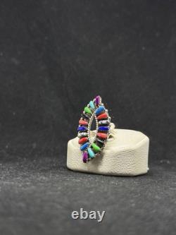 Native American Navajo Multi-Color / multistone Sterling Silver Ring Size 7