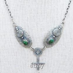 Native American-Navajo-Nevada Fox Turquoise and Sterling Necklace-Martha Willeto
