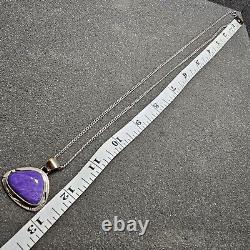 Native American Navajo P SANCHEZ Sterling Silver & Charoite Pendant 23in Chain