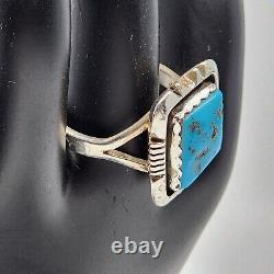 Native American Navajo P Sanchez Sterling Kingman Turquoise Ring Size 11